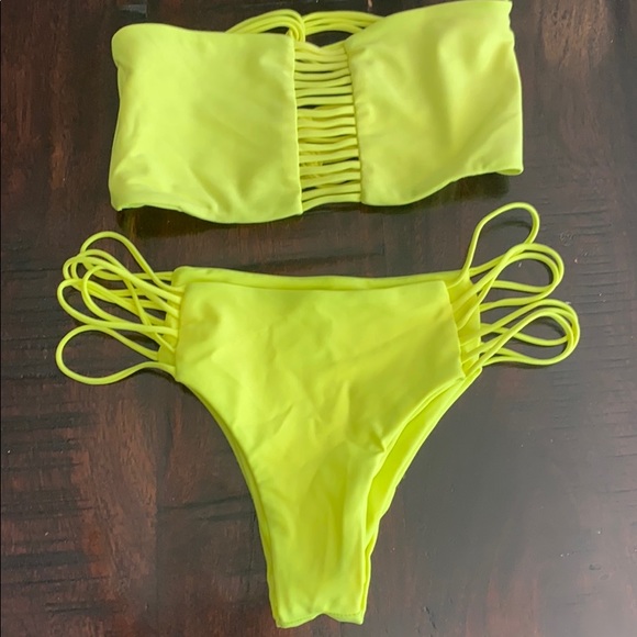 neon yellow swimwear